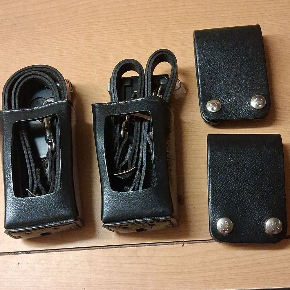 2-Harris Macom 2-way Radio Holster KRY 101 1605/12 R2B, strap, & bonus belt clip